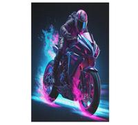Moto Puzzles en Bois 1000 Pièces Adultes, Poster Jigsaw Puzzle, Design Unique Jouet Éducatif pour Adolescents Et Enfants 78×53cm