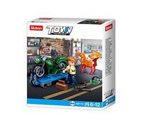Moto rétro (46 pièces) [M38-B0717C] Kit de Jeu avec Blocs de Serrage City, avec Figurine de Jeu, Vie Urbaine, Sluban SL07158