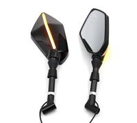 Moto Rétroviseurs Universel Pour MT07 Pour MT 09 10 125 Pour FZ6 Pour BMW Pour F800R Rétroviseur Avec Clignotant À LED 8 X 10 Mm Rétroviseu Embout(Black)