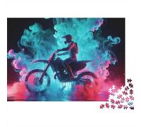 Moto Rider Néon Puzzle 1000 Pièces Papier Écologique pour Enfants Débutants, Puzzle Ultra-Difficile, Loisir Après École, Puzzle Top Noté 52x38cm/1000pcs