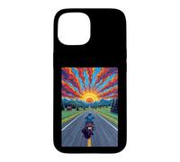 Moto Rider Solitaire Highway Sunset Freedom Coque pour iPhone 15