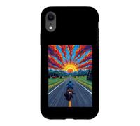 Moto Rider Solitaire Highway Sunset Freedom Coque pour iPhone XR