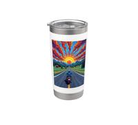 Moto Rider Solitaire Highway Sunset Freedom Gobelet isotherme en acier inoxydable double paroi
