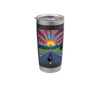 Moto Rider Solitaire Highway Sunset Freedom Gobelet isotherme en acier inoxydable double paroi