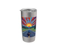 Moto Rider Solitaire Highway Sunset Freedom Gobelet isotherme en acier inoxydable double paroi