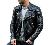 Moto Rock Punk Biker Veste en Cuir pour Homme Multi-Zipper Design Veste Harley