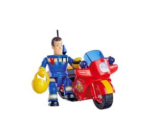 Moto Sam Le Pompier avec Figurine et Accessoires - Véhicule d'intervention Robuste avec lumière et Son - Plaisir de Conduite pour Enfants à partir de 3 Ans - Jouet à roulettes - Petits Fans de