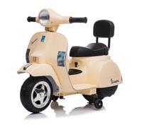 Moto Scooter Électrique 6V pour Enfants Replica V et s p à PX 150 Small Mini Moto avec Lumières, Sûr et Stable support latéral (CRÈME)