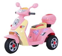 Moto scooter électrique pour enfants 6 V env. 3 Km/h 3 roues et topcase effet lumineux et sonore rose