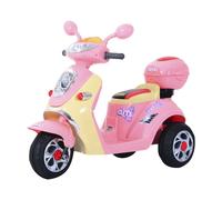 Moto scooter électrique pour enfants 6 V env. 3 Km/h 3 roues et topcase effet lumineux et sonore rose