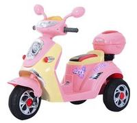 Moto scooter électrique pour enfants 6 V env. 3 Km/h 3 roues et topcase effet lumineux et sonore rose Rose G