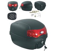 Moto Scooter Top Case 28 Lt Universel Plaque Adaptable Bagage Valise Noir