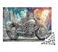 Moto Steampunk Puzzles 1000 Pièces Complet Métropole futuriste pour Seniors Relaxation Mentale Amusement par Temps De Pluie 70x50cm/1000pcs