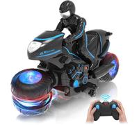 Moto télécommandée avec roues éclairées RGB, capable de rotation à 360 degrés et de dérapage, moto tout-terrain télécomm