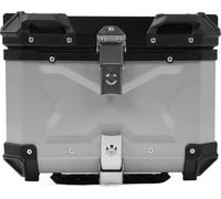 Moto -Top - Housse en alliage d'aluminium 45L étanche boîte à bagages arrière avec libérateur rapide sous plaque de fond et coussin arrière argenté