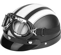 Moto universelle -Roller Cuir Synthétique Visage Ouvert Demi Casque & Visor UV Lunettes de protection blanc