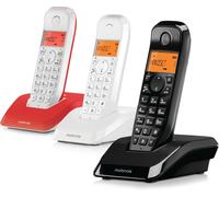 MOTO-Voice - S1203 Trio De Téléphones Sans Fil Numériques Série S12 Avec Blocage Des Appels Et Fonction Ne Pas Déranger, Haut-Parleur Mains Libres, Répertoire Jusqu'À 50 Noms Et Numéros
