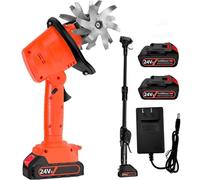 Motobineuse de Jardin sans Fil 21V, Moteur Électrique avec Perche Télescopique (1,3 M), Machine de Labourage Portable avec Deux Batteries, pour Désherbage Debout Micro-Tiller