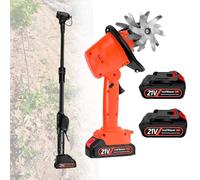 Motobineuse éLectrique 21 V, Petite Motobineuse Avec Batterie Au Lithium, Profondeur De Travail 10 Cm, Largeur De Labour 10 Cm, Pour Ferme, Jardin Et Pelouse,With1.3mExtension-2batteries