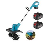 Motobineuse Electrique, 21V Motobineuse Electrique sans Fil avec 2 × 4.0Ah Batterie, 550W Moteur sans Balais, Interrupteur à Double Sécurité, 200MM Largeur et 150MM Profondeur, pour Cultivate