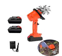 Motobineuse Electrique, 21V Portable Motoculteur avec 2 Batteries 3000mAh et Charge, Mini Motobineuse sans Fil avec 4 rangées de Dents, Cultivateur pour Potager, Yard, Culture du Sol