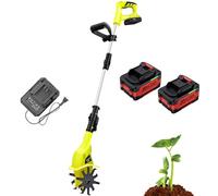 Motobineuse Électrique sans Fil 20V, Cultivateur de Jardin avec 2 Batteries 4.0Ah, Largeur de Travail 10,5 cm et Profondeur 20 cm, 250 TR/Min, Tondeuse de Sol pour Potagers et Petits Jardins