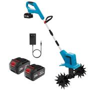 Motobineuse Electrique sans Fil, 21V Motobineuse Électrique avec 2 x 4.0Ah Batterie, 20cm Largeur de Travail, 15cm Profondeur de Travail, 500W, Interrupteur de Sécurité Double, pour Potager