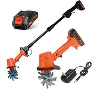 Motobineuse éLectrique sans Fil 21v,Portable Motoculteur avec Batterie Et Charge,235 RPM,Largeur/Profondeur De Travail 10/10 Cm,pour Le Jardin,Le Champ De LéGumes,La Serre,Le Verger(1 Battery)