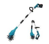 Motobineuse Électrique sans Fil,21V Portable Sans Brosse Motoculteur,360RPM,Manche Amovible,Largeur/Profondeur de Travail 20/15cm,15cm Tête de Couteau Double,Cultivateur pour Potager (C-Sans Batterie)