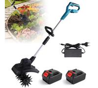 Motobineuse Électrique sans Fil 500W, Bineuse Rechargeable (Noir) | avec 2*Batteries, Largeur Ø30cm, Profondeur de Travail Ø20cm, Poignée Pliable pour Retourner et Aérer la Terre