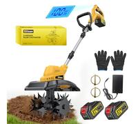 Motobineuse Electrique sans Fil avec 2 Batteries de 4,0 Ah, 400 TR/Min Batterie sans Balais, Largeur 23 cm et Profondeur 21 cm, Motoculteur Pliable pour Labourer et Ameublir Le Sol