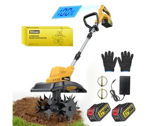 Motobineuse Electrique sans Fil avec 2 Batteries de 4,0 Ah, 400 TR/Min Batterie sans Balais, Largeur 23 cm et Profondeur 21 cm, Motoculteur Pliable pour Labourer et Ameublir Le Sol