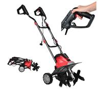 Motobineuse Motoculteur 1200W COSTWAY-Largeur de Travail 35cm-Profondeur 22cm-2 Roues Réglables-Bouclier-4 Fraises-Poignée Pliable