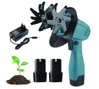 Motobineuse sans Fil - Mini Rotavator De Jardin avec 2 Batteries Lithium, Largeur De Labour 128mm, Profondeur 103mm, Outil À Main Léger pour Ameublir Le Sol dans Jardins Et Potagers 16.8V