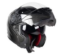 MOTOBLOUZ ADRON CARBON EVO Casque de moto modulable avec visière solaire | Homologué ECE 22.06 | Black Glossy | Casque s M