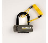 Motoblouz Antivol Moto Bloque Disque Homologué SRA, Anse 16 mm Acier Cémenté, Compact 50 x 60 mm, Serrure Réversible 3 Clés, Cordon de Rappel Inclus