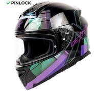 MOTOBLOUZ Casque Intégral ELEVEN WONDERWORLD Black/Purple/Green | ECE 22.06 L