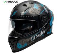 MOTOBLOUZ Casque Intégral EROS FELINE Black/Turquoise mat | ECE 22.06 S