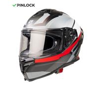 MOTOBLOUZ Casque Intégral HYPERION LUX Black/White/Red | ECE 22.06 L