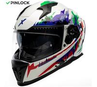 MOTOBLOUZ EROS JOKR Casque de moto intégral avec visière solaire | Homologué ECE 22.06 | Pinlock Inclus | White Shiny | XS