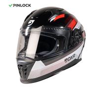 MOTOBLOUZ EROS VOX Casque de moto intégral avec visière solaire | Homologué ECE 22.06 | Pinlock Inclus | Black/White/Red S