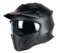 MOTOBLOUZ HADES Casque de moto JET avec visière solaire | Homologué ECE 22.06 | Black Mat | Casque scooter