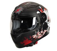 MOTOBLOUZ ORION DARKO ENFANT Casque de moto intégral | Homologué ECE 22.06 | Pinlock Inclus | Black/White/Red | Casque s 49 cm