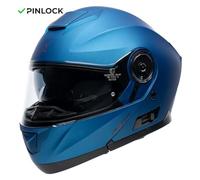MOTOBLOUZ SPECTRON EVO Casque de moto modulable avec visière solaire | Homologué ECE 22.06 | Blue | Casque scooter