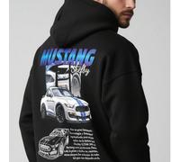 #Motocore sweat-shirt à capuche avec imprimé graphique de course Mustang pour hommes, avec cordon de serrage et poches L,M,S,XL,XS,XXLgraphique,LettresTissu tricoté