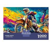 Motocross Coffret Puzzle 1000 Pièces Papier Écologique Vélor Ride pour Seniors, Puzzle Entraînement Cérébral, Loisir De Voyage, Cadeau De Noël Idéal pour Personnes Âgées s 70x50cm/1000pcs