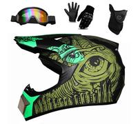 Motocross Helmet 9-14 Years Old, Youth Kid Full-Face Off Road Sports Motorbike Helmet, Unisex Downhill MTB ATV BMX Quad Dirt Bike, with Goggles Mask Gloves(Noir,M(54-55cm))