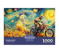 Motocross Starry Night 1000 Stück Premium Jigsaw Puzzle Set Für Erwachsene Und Kinder,kühle Kunstwerke,Stress Relief Gehirn Training Spaß Gegenwart Aktivität Home Decor 70x50cm/1000pcs