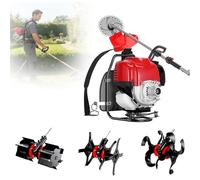 Motoculteur À Dos 4 Temps pour Binage Taille-Bordures Désherbage Pelouse, Taille Et Désherbage avec Tête De Coupe Rapide, 35.8CC 1.4CV pour Préparation du Sol Et Désherbage