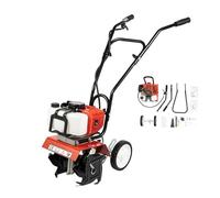 Motoculteur à essence 2 temps 1700 W Fraise à gazon 52 CC Motobineuse à essence avec 4 lames dures pour creuser et desserrer le jardin, largeur de travail 30 cm, 6500-7000 tr/mi